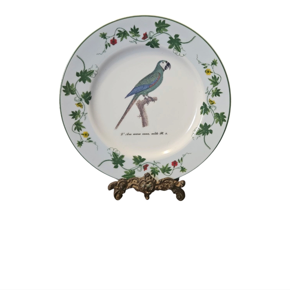 Monticello Parrots by Sadek Decorative Parrot Plate with Green and Red Accents
